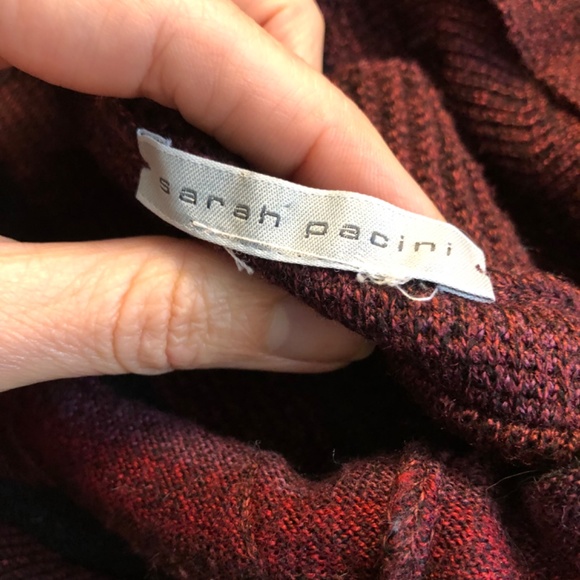 Sarah Pacini Burgundy and Black Off-the-Shoulder Sweater - Picture 4 of 8